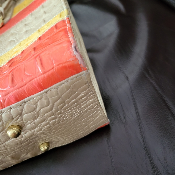 Orange and Yellow Striped Satchel Bag - Picture 6 of 13